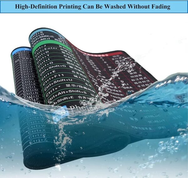 large excel shortcut keyboard & mouse pad & table mat (30×80cm) | extended non slip desk mat with office software commands – ideal for work, study & gaming