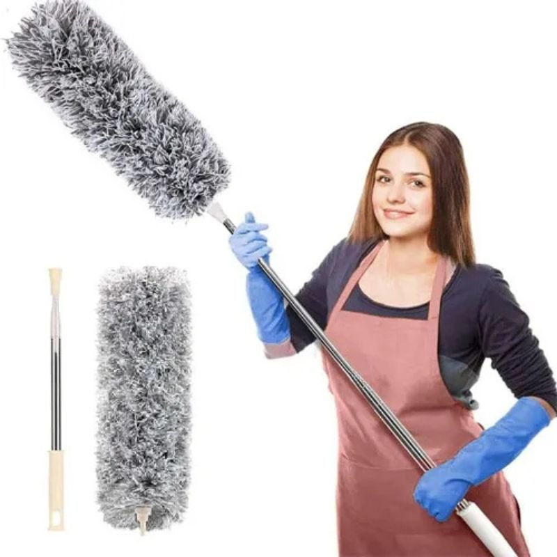 extendable microfiber duster with long telescopic handle | long reach, bendable head, washable fan & ceiling cleaner