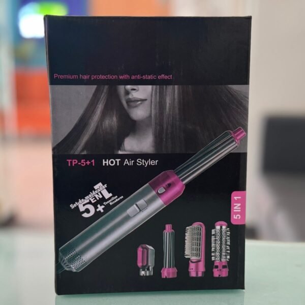 5 in 1 electric hair dryer brush kit i blow dryer, straightener, curler & volumizer (random color)