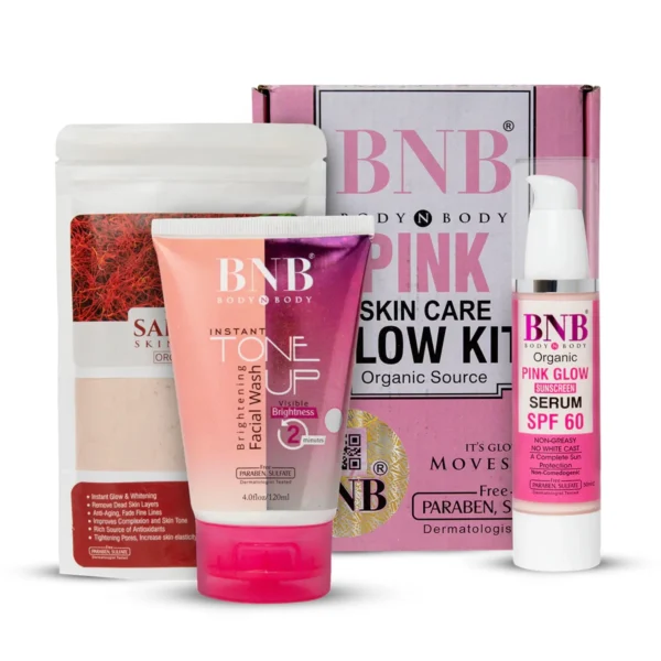 bnb pink face glow kit | tone up wash | mask | spf | 3 in 1