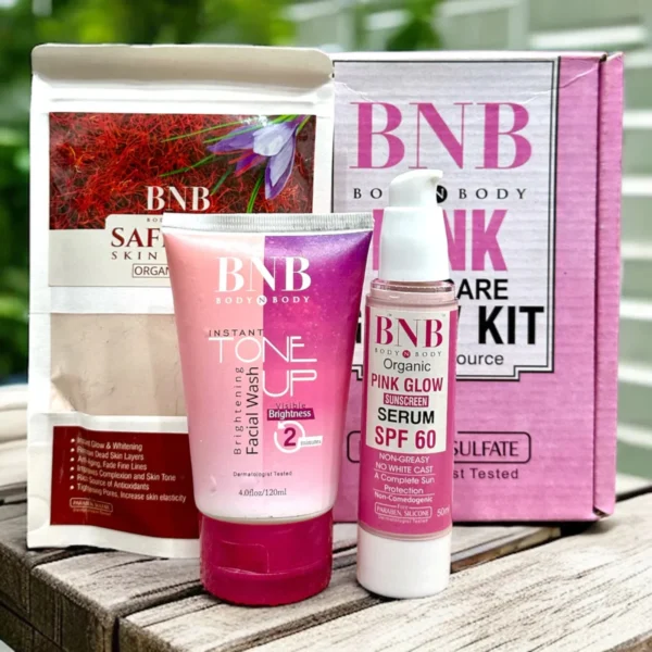 bnb pink face glow kit | tone up wash | mask | spf | 3 in 1