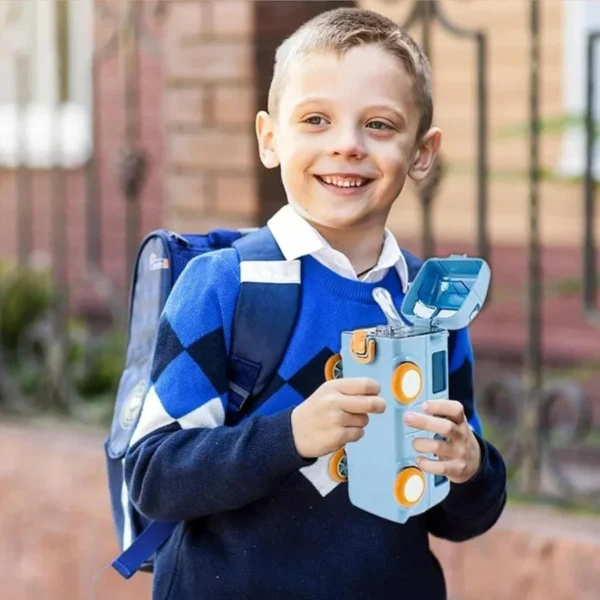 Bus Shape School Water Bottle | 500ml | With Strap | Cute & Leak-Proof | Random Color - Image 7