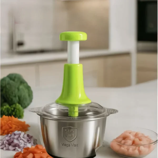 2L Manual Food Chopper | Stainless Steel Bowl & 4 Blades - Image 3