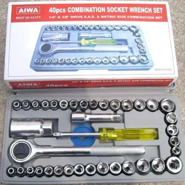 40pcs Aiwa Socket Wrench Tool Kit | Stainless Steel, Durable, Multi-Purpose - Image 7