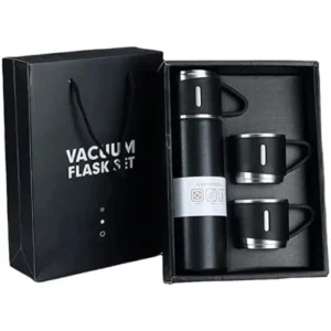3 Cup 500ML Double-Layer Stainless Steel Vacuum Flask Set | Hot & Cold | Random Color