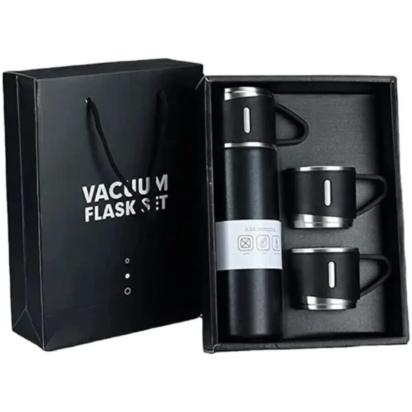 3 Cup 500ML Double-Layer Stainless Steel Vacuum Flask Set | Hot & Cold | Random Color