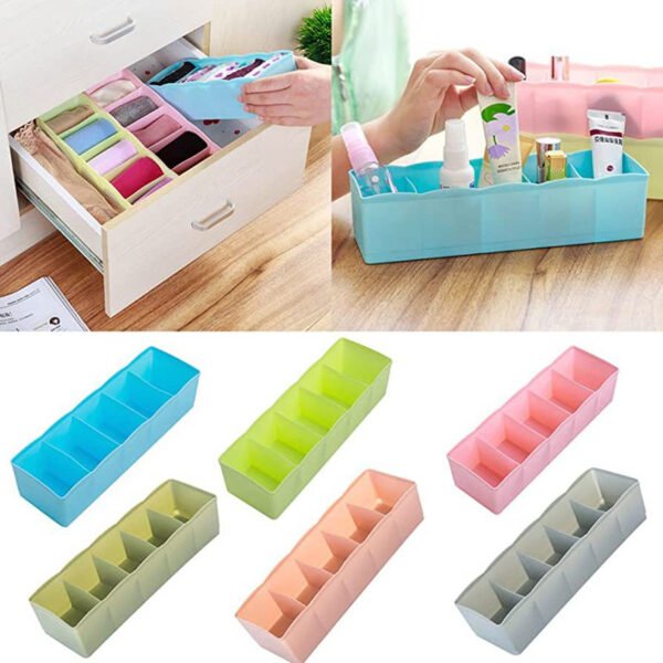 1 pcs 5 grid multipurpose divider storage box | random colors