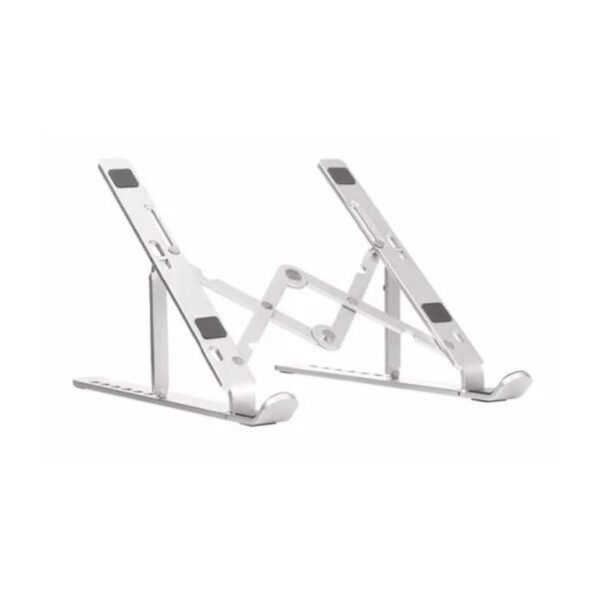 premium aluminum foldable laptop stand | sturdy, adjustable & portable | silver & black