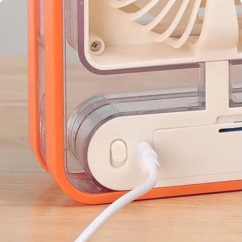 portable usb air cooler fan – 3 speed, mist spray, rechargeable | random color