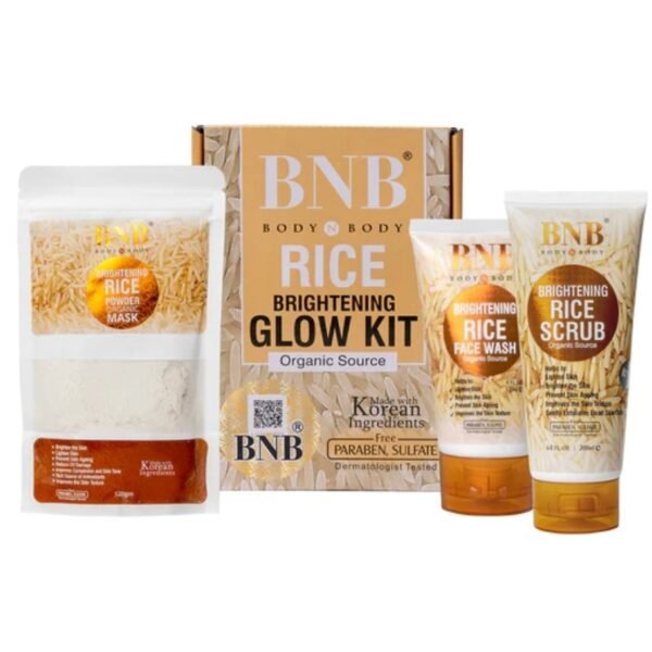 bnb rice extract bright & glow kit – 3 in 1 whitening, brightening & glow facial for girls and women