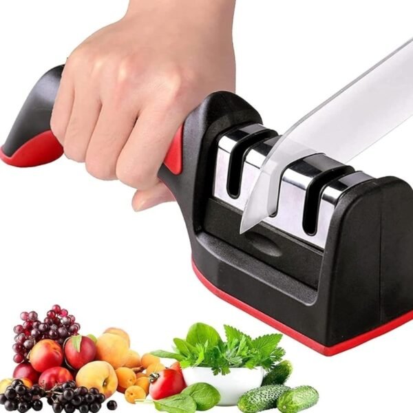 3 in 1 knife sharpener set with ceramic peeler | 3 stage blade sharpener & non slip handle