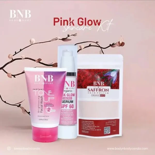 bnb pink face glow kit | tone up wash | mask | spf | 3 in 1