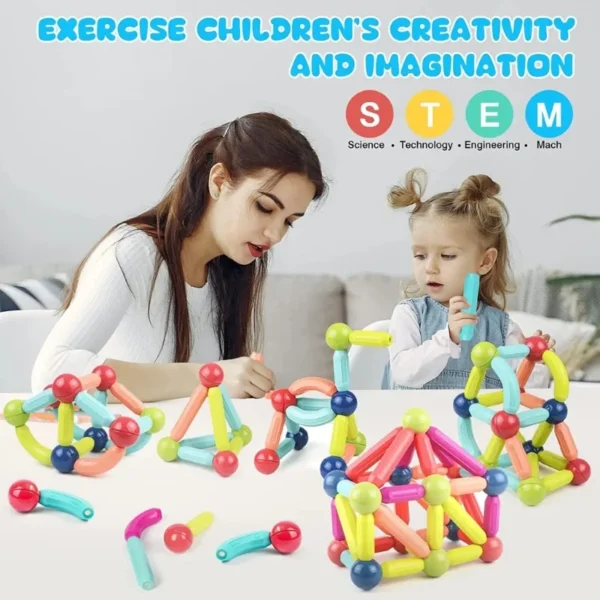 25 Pcs Magnetic Building Blocks Toy | Educational Magnetic Rods and Balls - Image 2