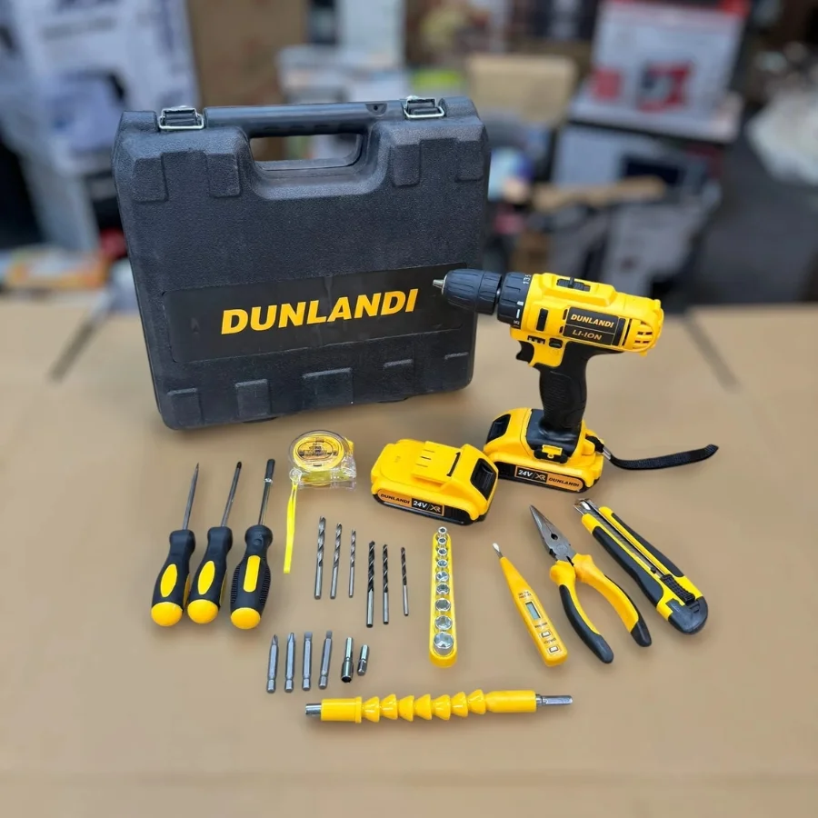 Dunlandi 24V Cordless Drill Machine Set | 2 Batteries + Tool Kit - Image 2