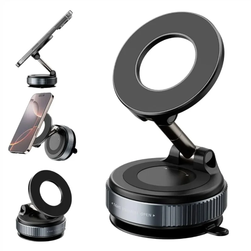 Foldable Magnetic Car Phone Holder | 360° Rotating Suction Mount | Universal - Image 3