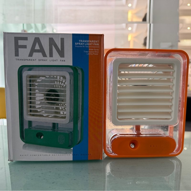 portable usb air cooler fan – 3 speed, mist spray, rechargeable | random color