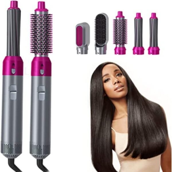 5 in 1 electric hair dryer brush kit i blow dryer, straightener, curler & volumizer (random color)