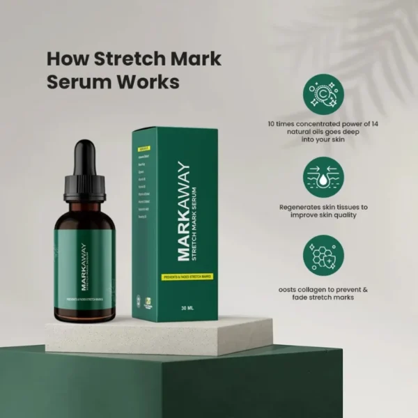 Markaway Stretch Mark Serum | Herbal Formula for Scars & Skin Elasticity | 30ml - Image 3