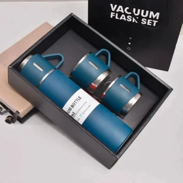 3 Cup 500ML Double-Layer Stainless Steel Vacuum Flask Set | Hot & Cold | Random Color - Image 7