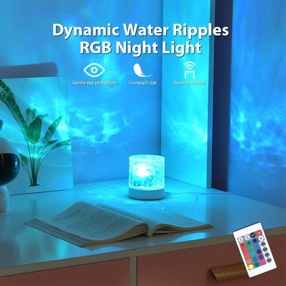 water ripple lamp | 16 color rotating night light