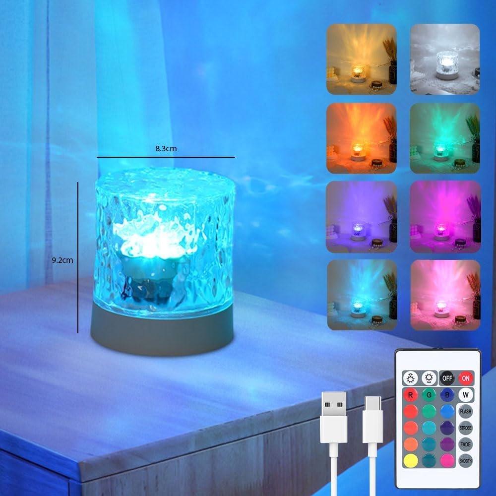 water ripple lamp | 16 color rotating night light