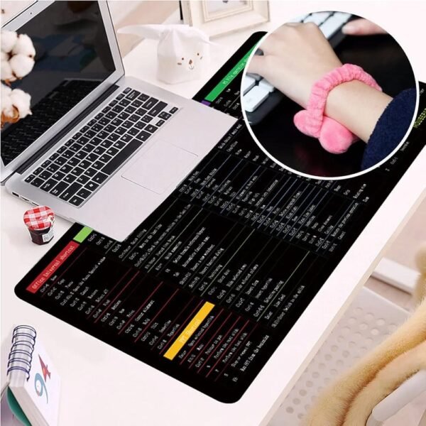 large excel shortcut keyboard & mouse pad & table mat (30×80cm) | extended non slip desk mat with office software commands – ideal for work, study & gaming