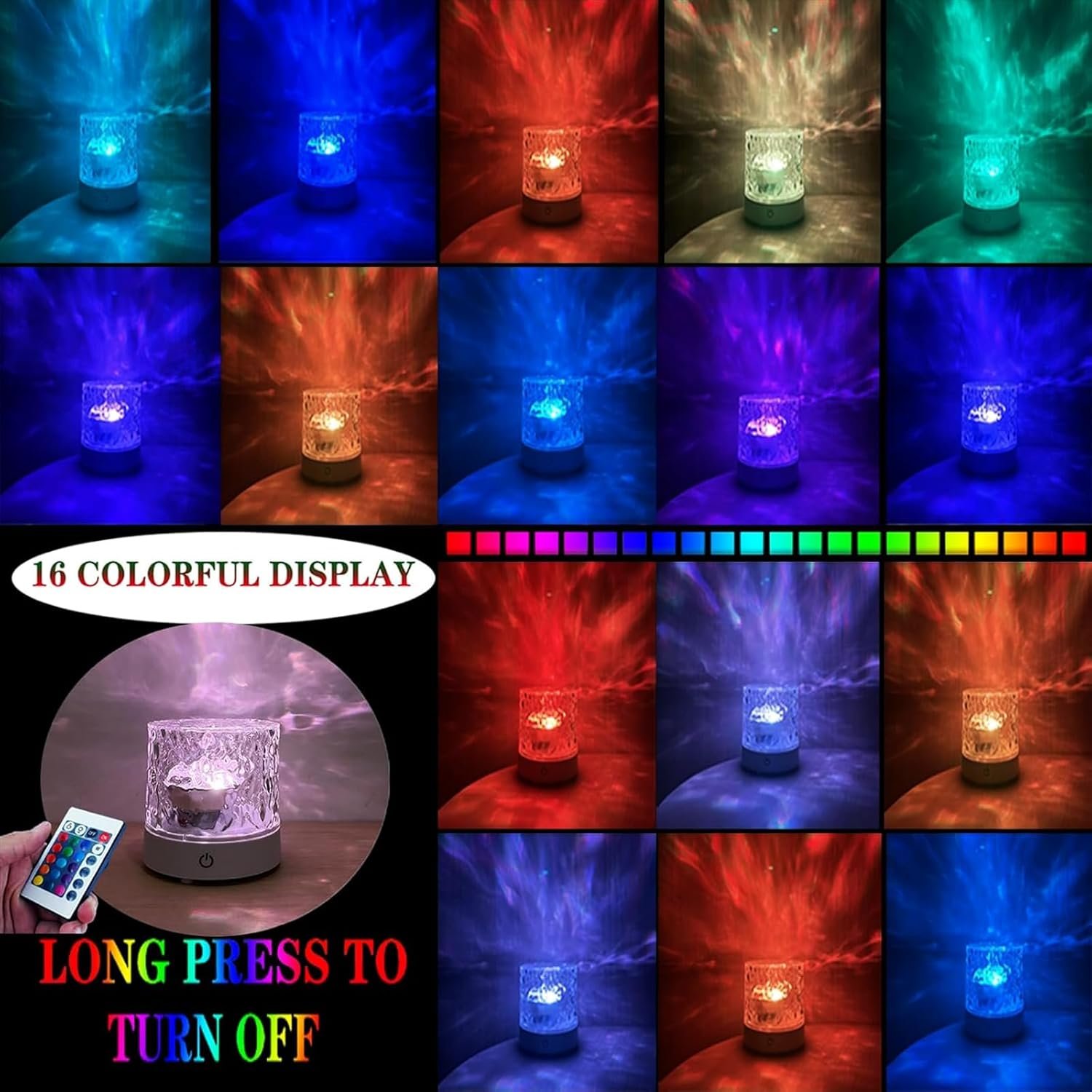 water ripple lamp | 16 color rotating night light