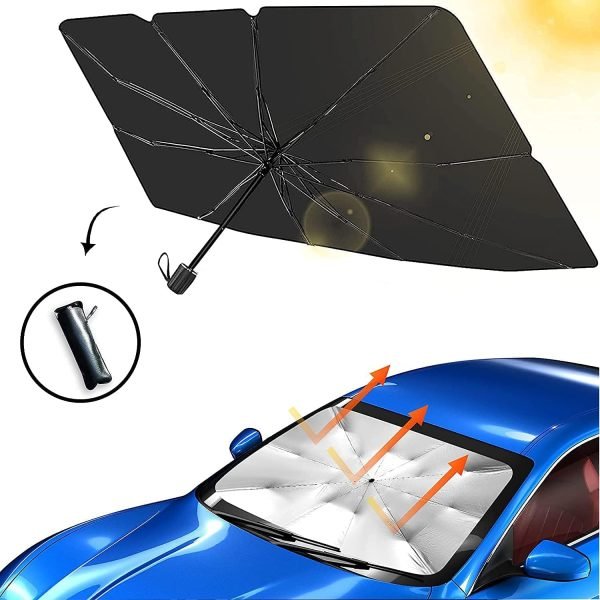 foldable car windshield umbrella sunshade | uv protection + heat blocker for all vehicles