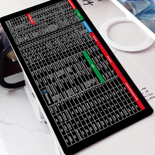 large excel shortcut keyboard & mouse pad & table mat (30×80cm) | extended non slip desk mat with office software commands – ideal for work, study & gaming