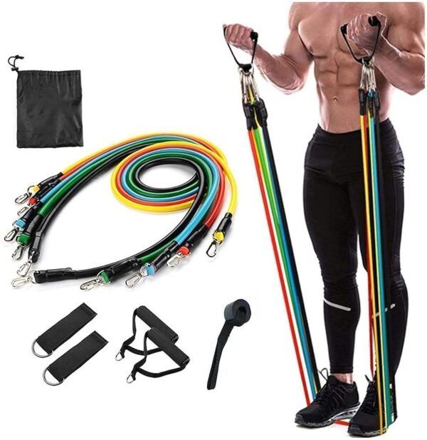gym belt with box | 5 in 1 power exercise resistance band set – adjustable fitness equipment for all