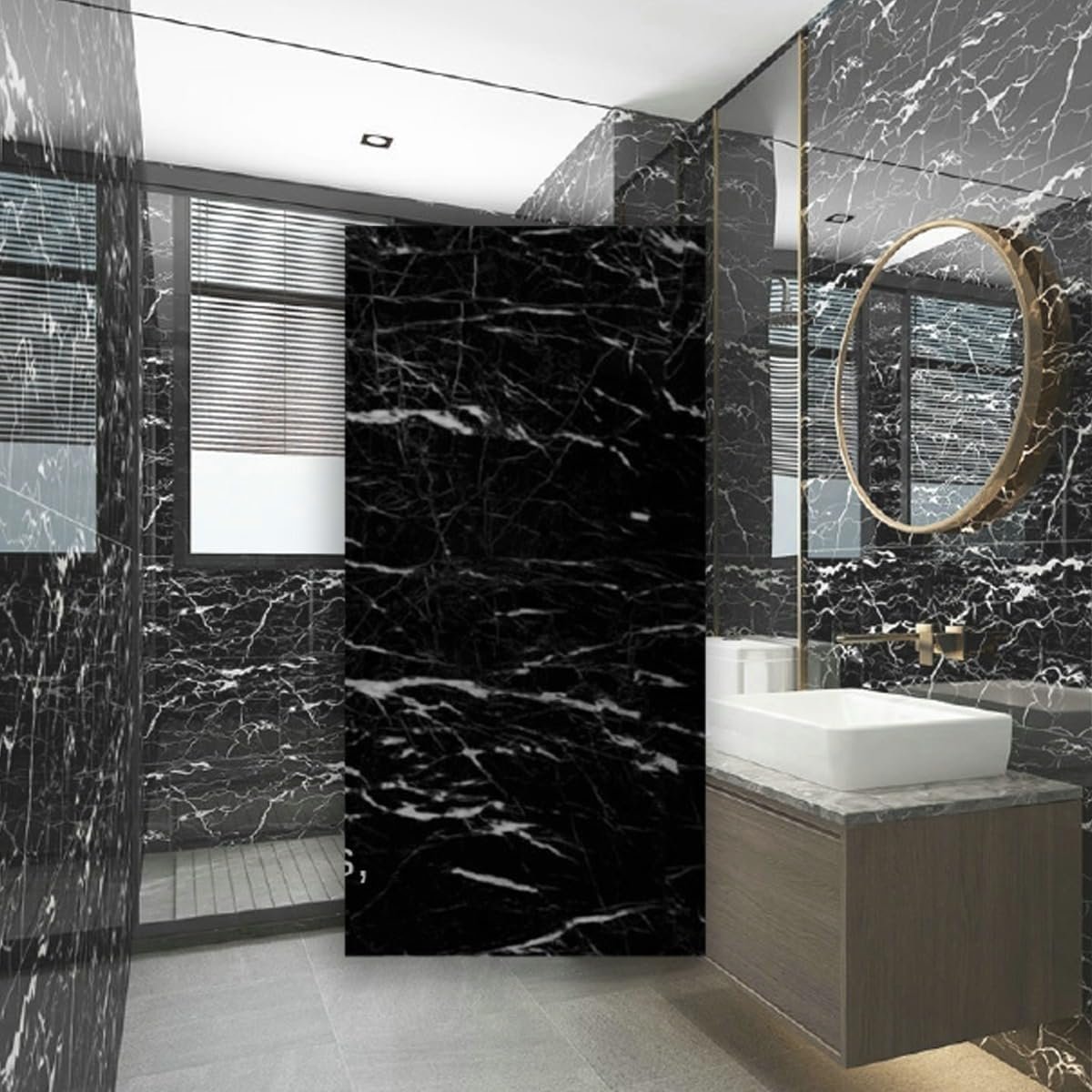 marble sheet sticker | black & white | 60 x 200 cm