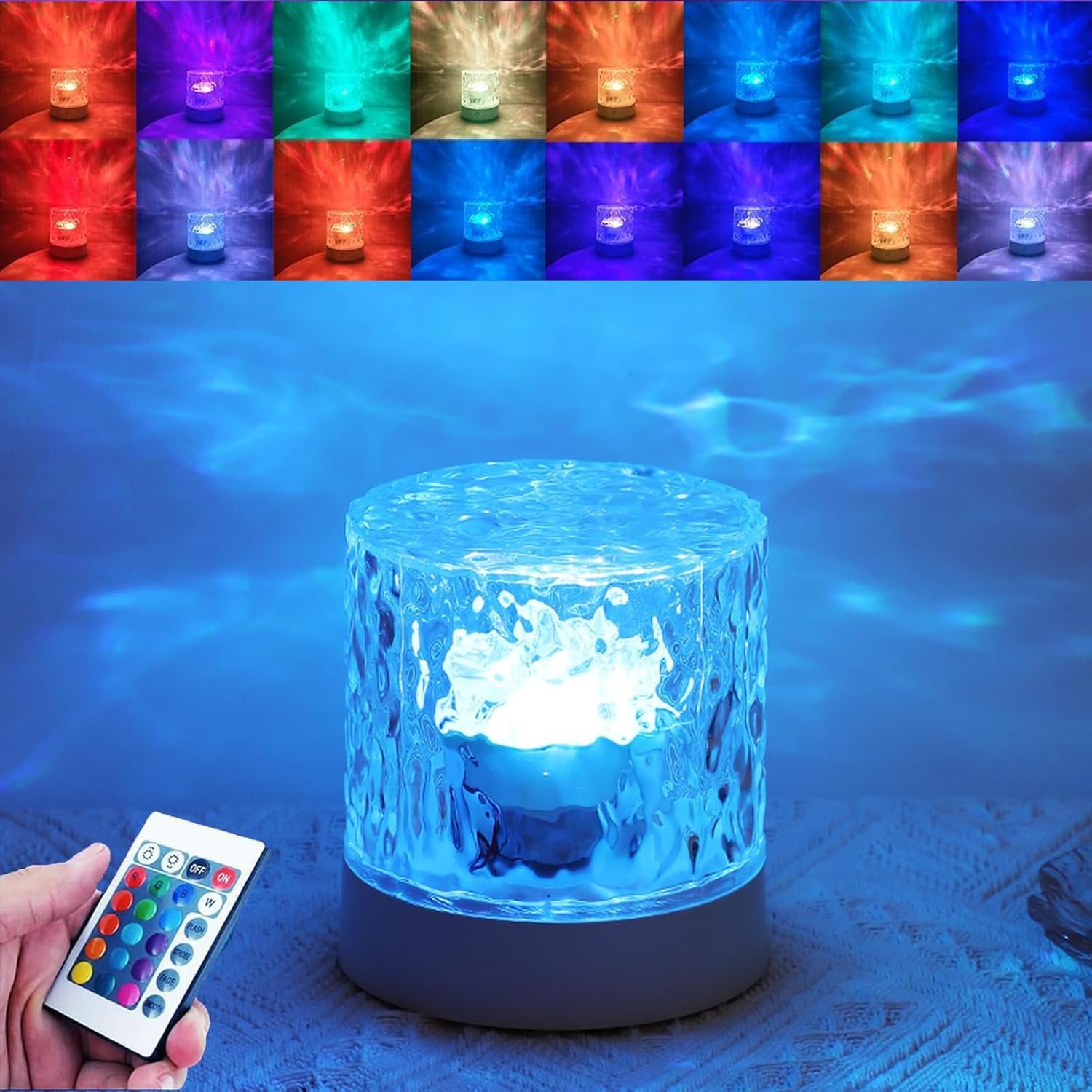 water ripple lamp | 16 color rotating night light