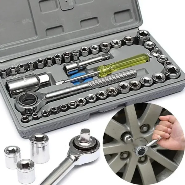 40pcs Aiwa Socket Wrench Tool Kit | Stainless Steel, Durable, Multi-Purpose - Image 2