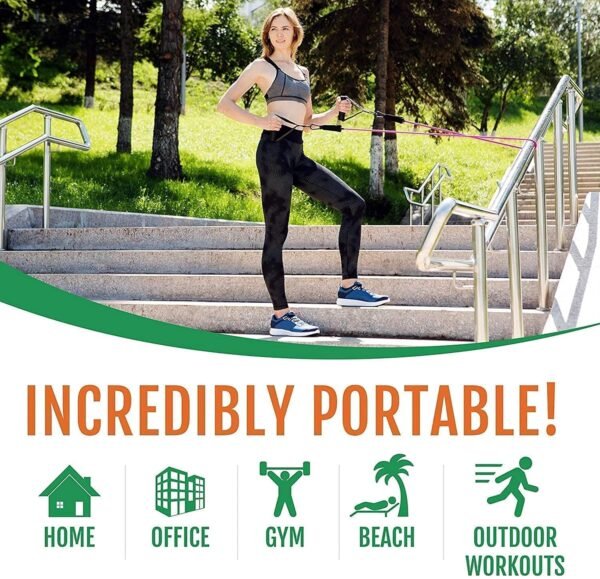 gym belt with box | 5 in 1 power exercise resistance band set – adjustable fitness equipment for all