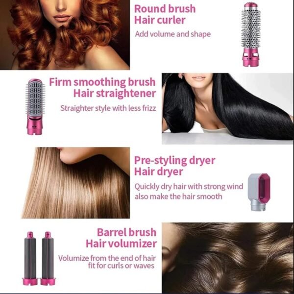 5 in 1 electric hair dryer brush kit i blow dryer, straightener, curler & volumizer (random color)