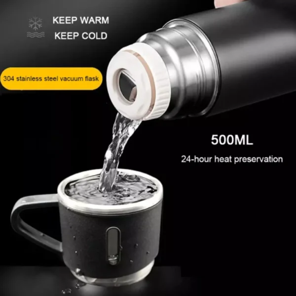 3 Cup 500ML Double-Layer Stainless Steel Vacuum Flask Set | Hot & Cold | Random Color - Image 3