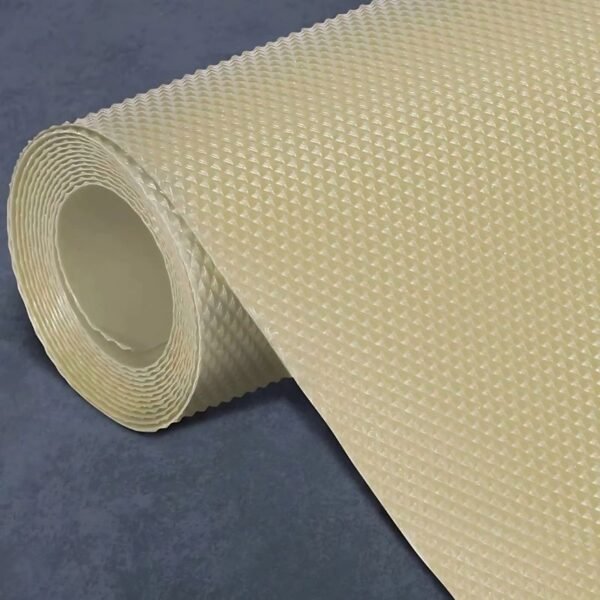 anti slip fridge & shelf mat | waterproof & washable sheet for kitchen, drawer, cabinet use | beige color