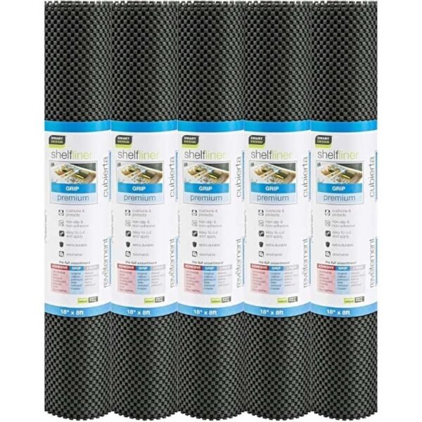 anti slip fridge & shelf mat | waterproof & washable sheet for kitchen, drawer, cabinet use | black color
