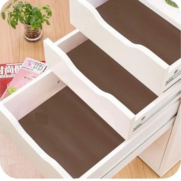 anti slip fridge & shelf mat | waterproof & washable sheet for kitchen, drawer, cabinet use | brown color
