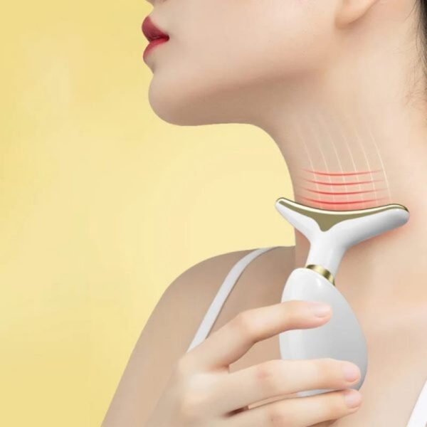 3 in 1 rechargeable face and neck massager with red light therapy and microcurrent for skin lifting and anti wrinkle care | random color