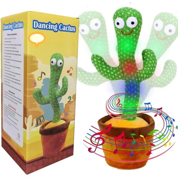 rechargeable dancing cactus toy with hat | interactive singing & talking plush for toddlers and kids