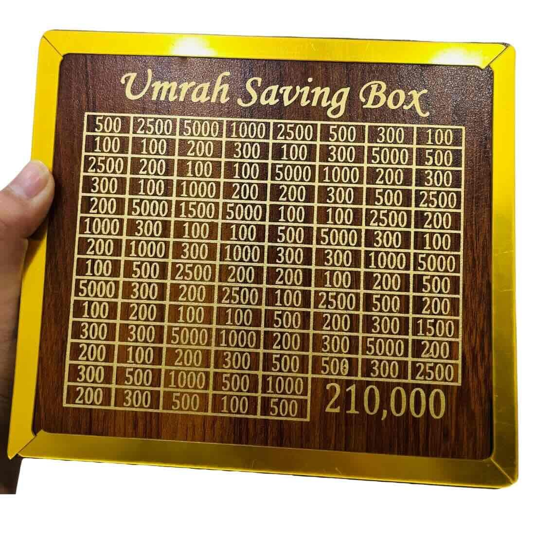 umrah saving box – premium wooden | save pkr 210,000 in 280 days