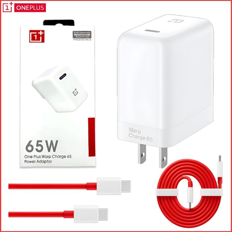 oneplus 65w warp charge power adapter with type c to type c fast charging cable