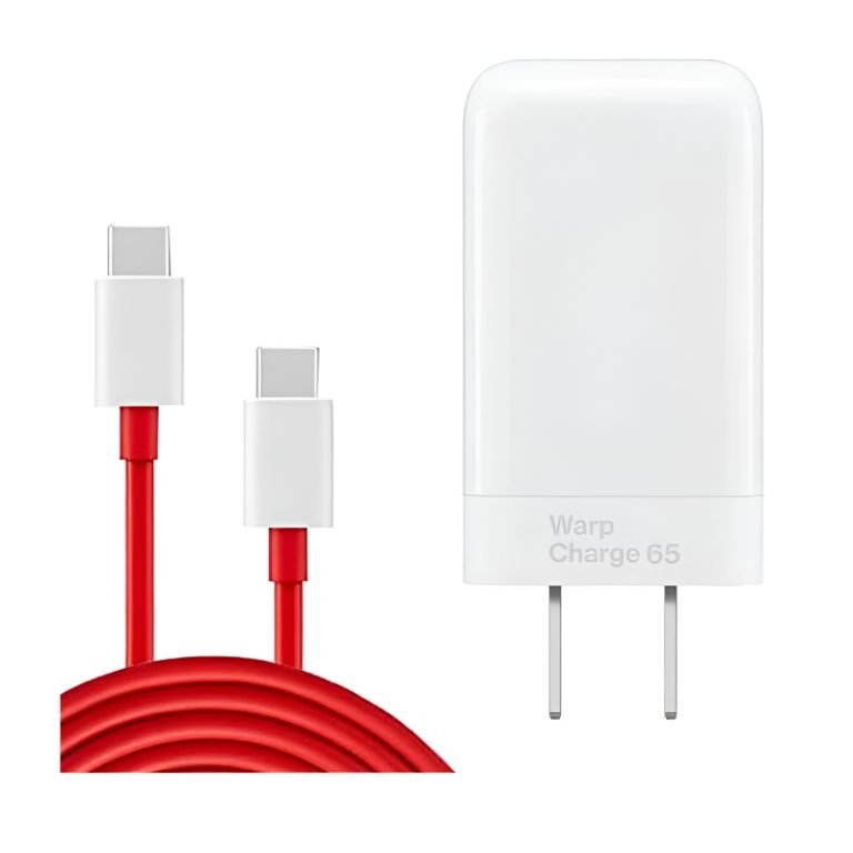 oneplus 65w warp charge power adapter with type c to type c fast charging cable